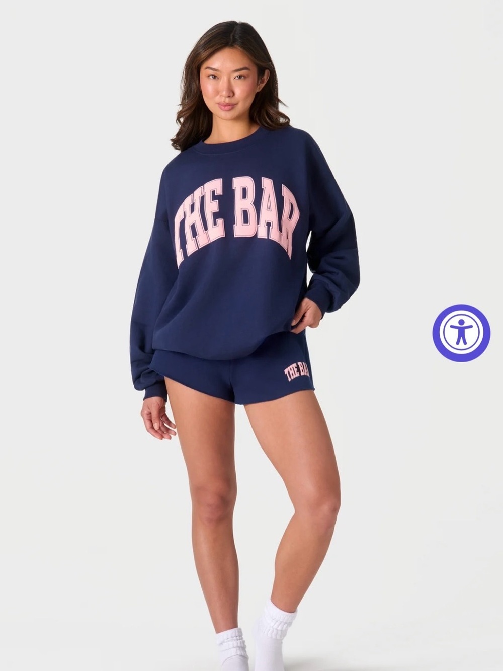 The Bar Navy Sweatshirt with Pink Logo